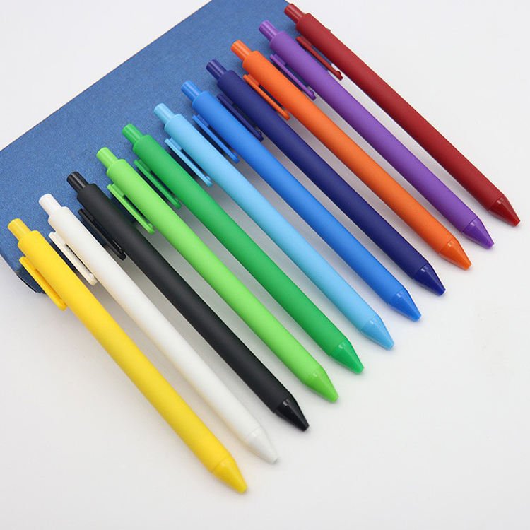 Ehunt est Bulk Plastic Cheap Multicolored Rubber Coated Ballpoint Pens With OEM Retractable Custom Printed Logo For Stationery