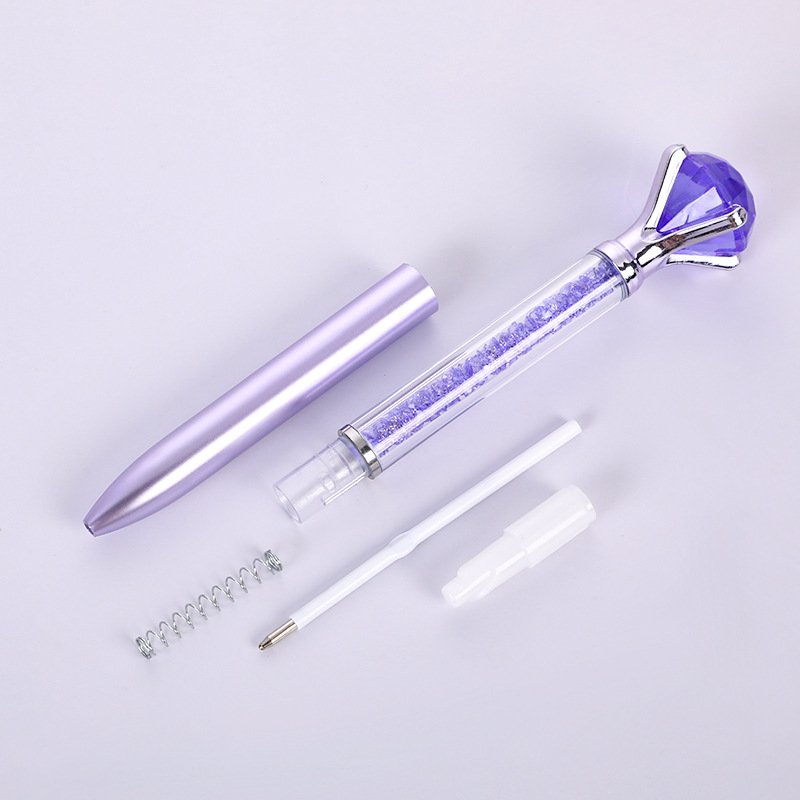 Korea plastic Diamond crystal pen black signature ball pen stationery simple style diamond pen with custom logo