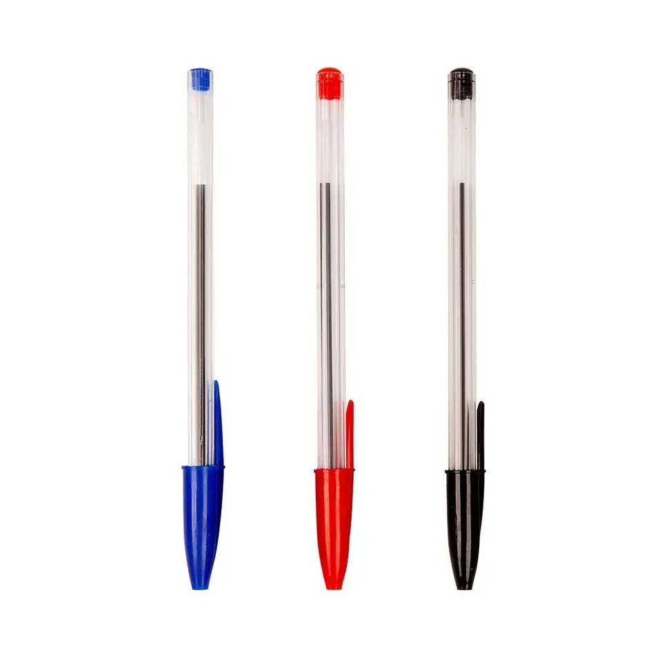 Wholesale 1.0mm ballpoint pen easy to write plastic pen student stationery for school 3 colors