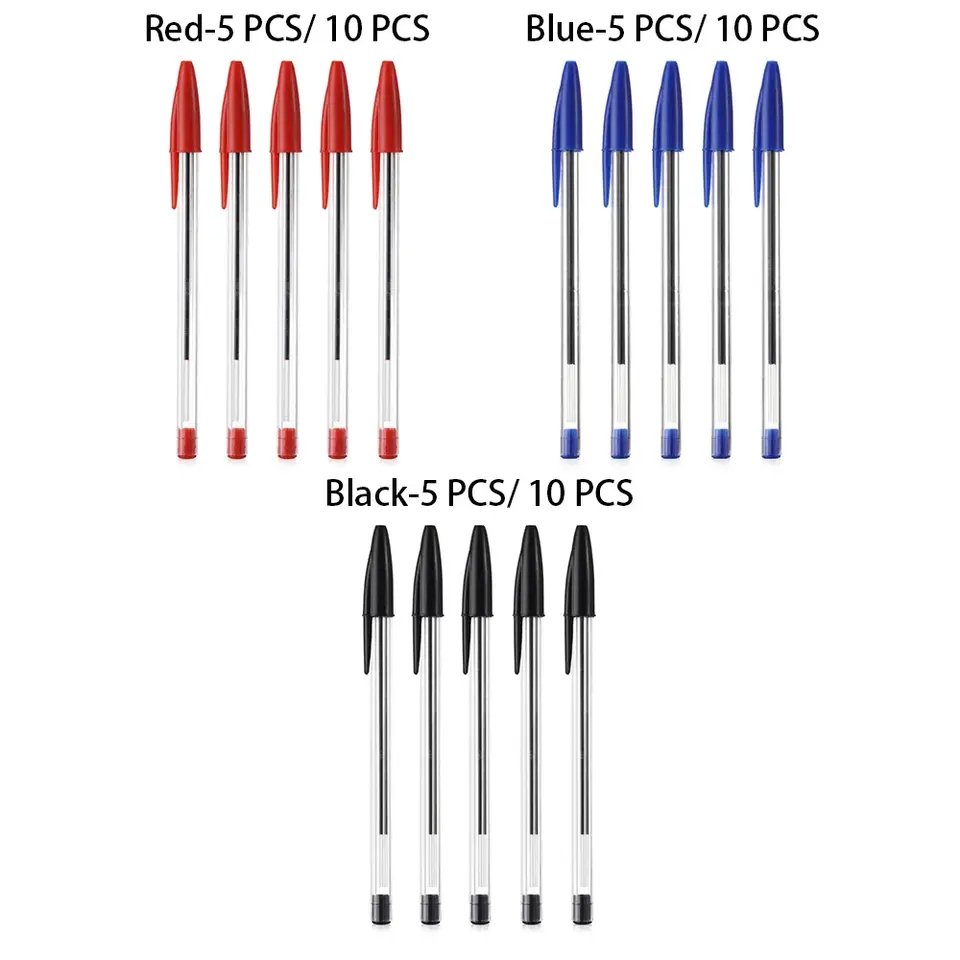 Wholesale 1.0mm ballpoint pen easy to write plastic pen student stationery for school 3 colors