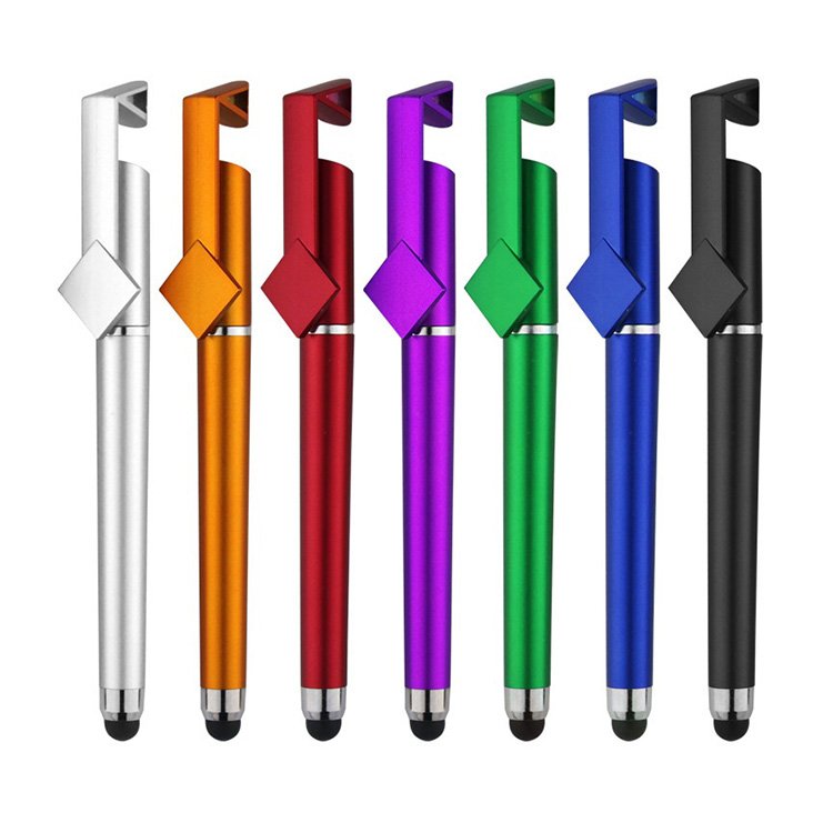 Custom Logo Multi Functional ballpoint pen phone holder pen with stylus QR code printing Ball pen