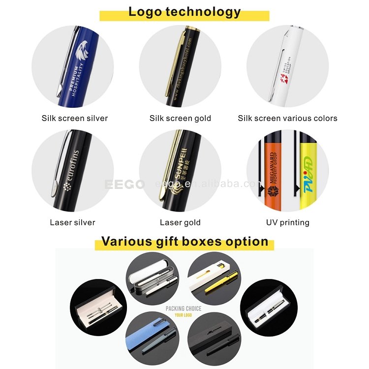 Hot Selling Promotional New Design Custom Logo Laser Engraved Smooth Luxury Metal Ballpoint Pens With Box