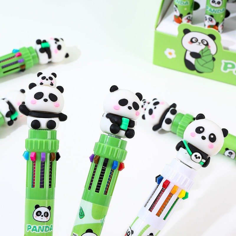 Ten color ballpoint pen school stationery cartoon silicone ballpoint pen cute press multi-color stationery penschool accessories