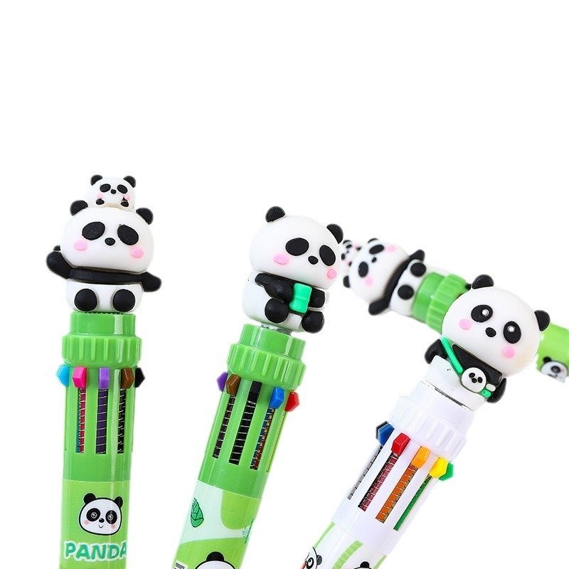 Ten color ballpoint pen school stationery cartoon silicone ballpoint pen cute press multi-color stationery penschool accessories