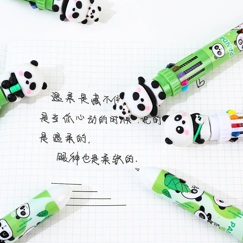 Ten color ballpoint pen school stationery cartoon silicone ballpoint pen cute press multi-color stationery penschool accessories