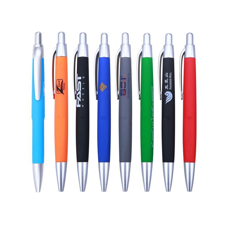 mega hot sell promotion custom logo ballpoint pen plastic rubber click hotel cheapest pen customization ball pen with logo