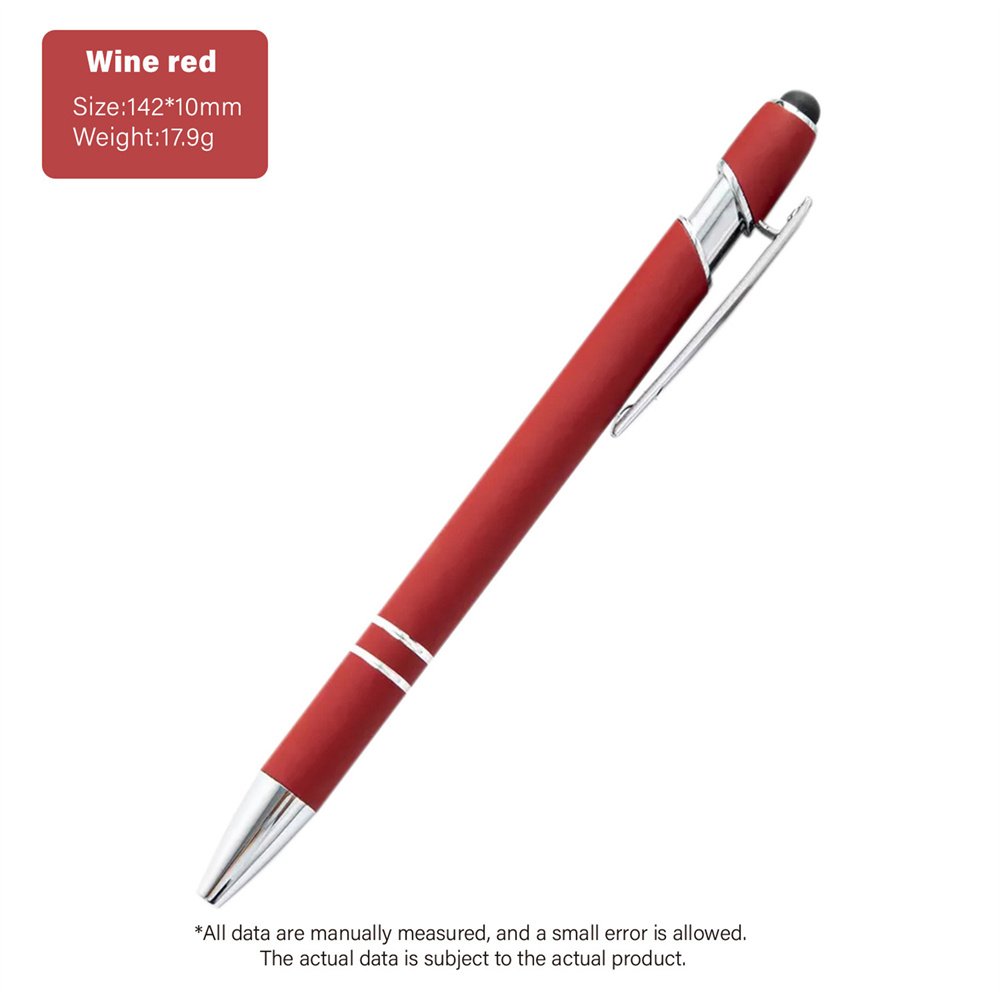 Custom Printing Logo Press Aluminum Ballpoint Pen with Stylus Tip Soft Touch Click Metal Pen 1.0mm Medium Point With Black Ink
