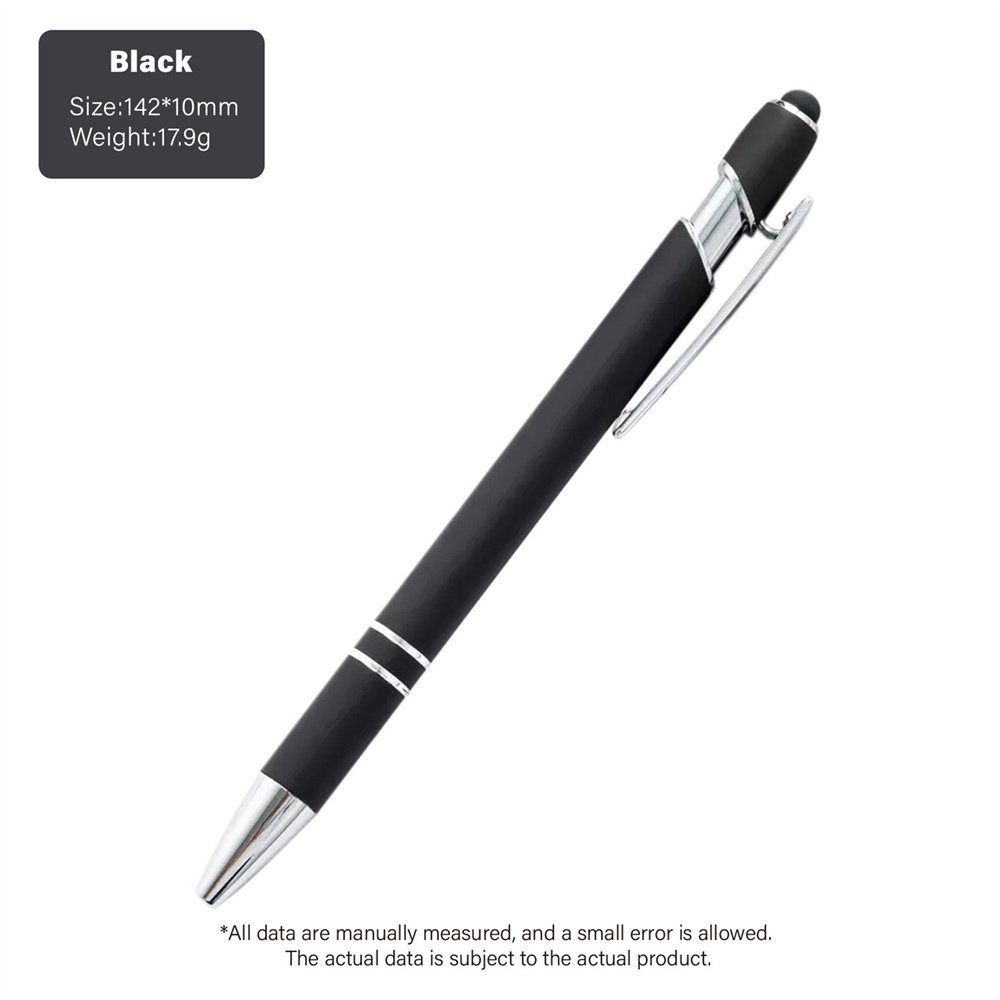 Custom Printing Logo Press Aluminum Ballpoint Pen with Stylus Tip Soft Touch Click Metal Pen 1.0mm Medium Point With Black Ink