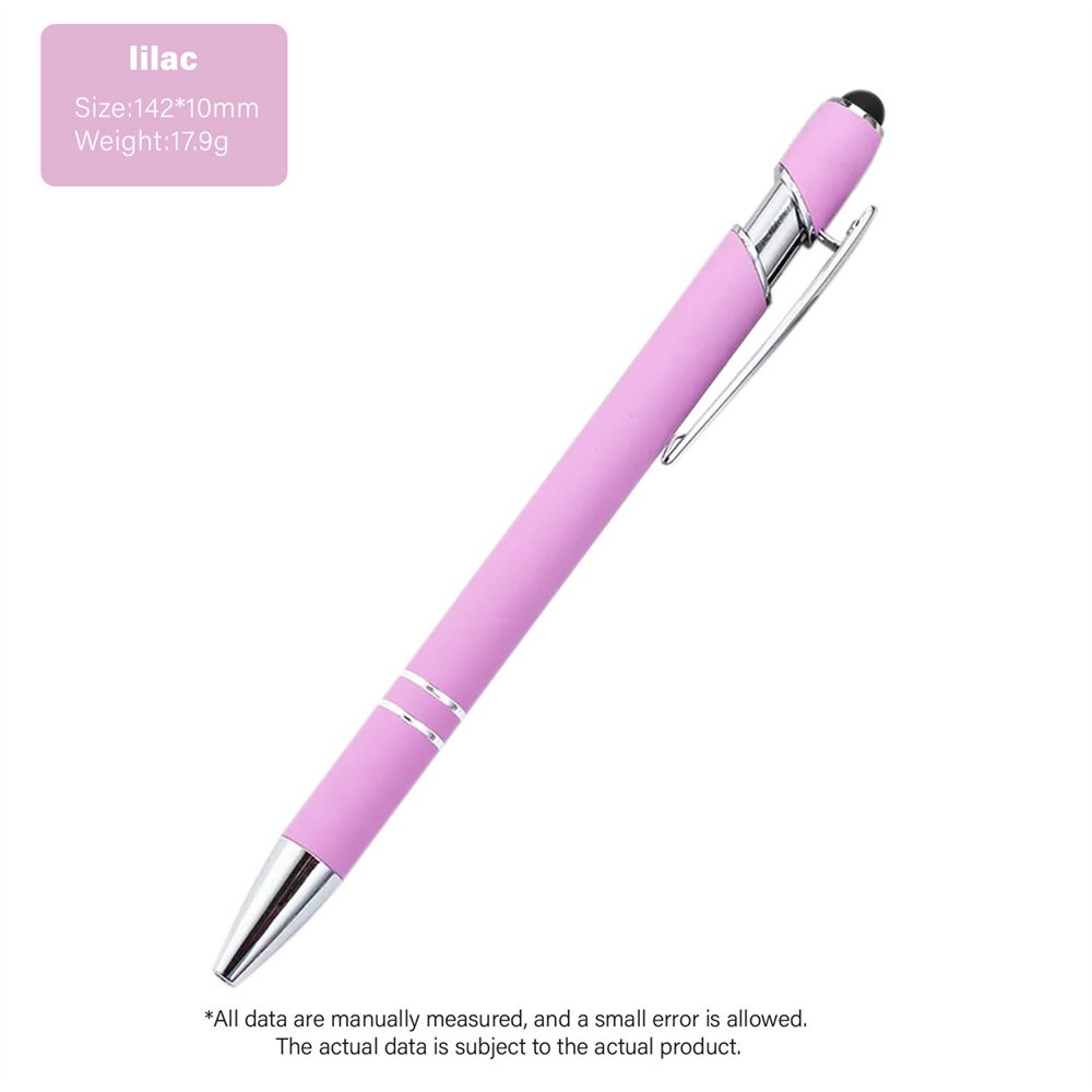 Custom Printing Logo Press Aluminum Ballpoint Pen with Stylus Tip Soft Touch Click Metal Pen 1.0mm Medium Point With Black Ink