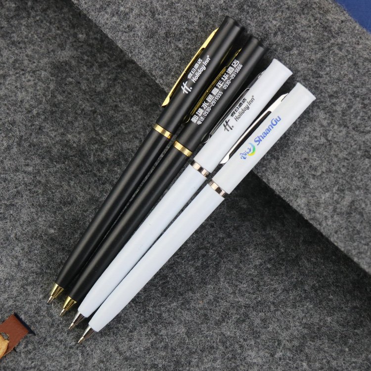 Promotional Business Custom Office Gift Cheap Slim Ball Pen Plastic Black White Blue Ballpoint Pens with Logo