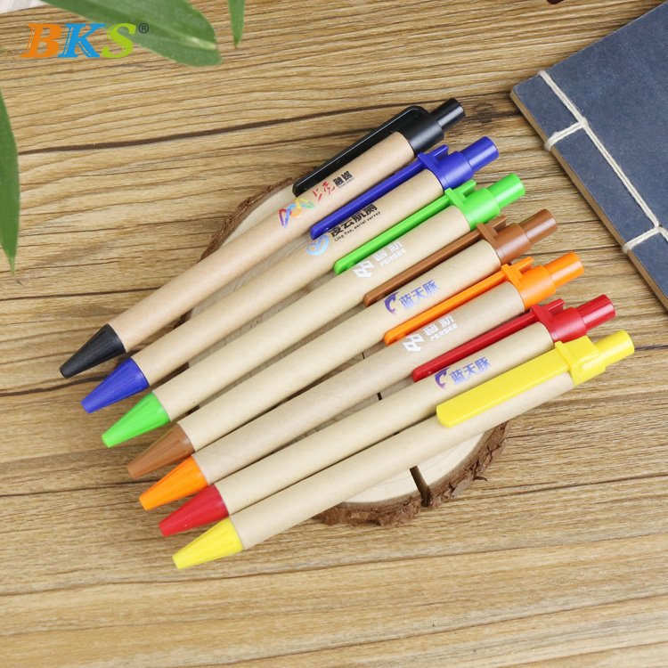 Recyclable Eco-friendly 1.0mm Kraft Paper Ballpoint Pen Custom Logo Promotional Pen with Custom Logo for Gifts