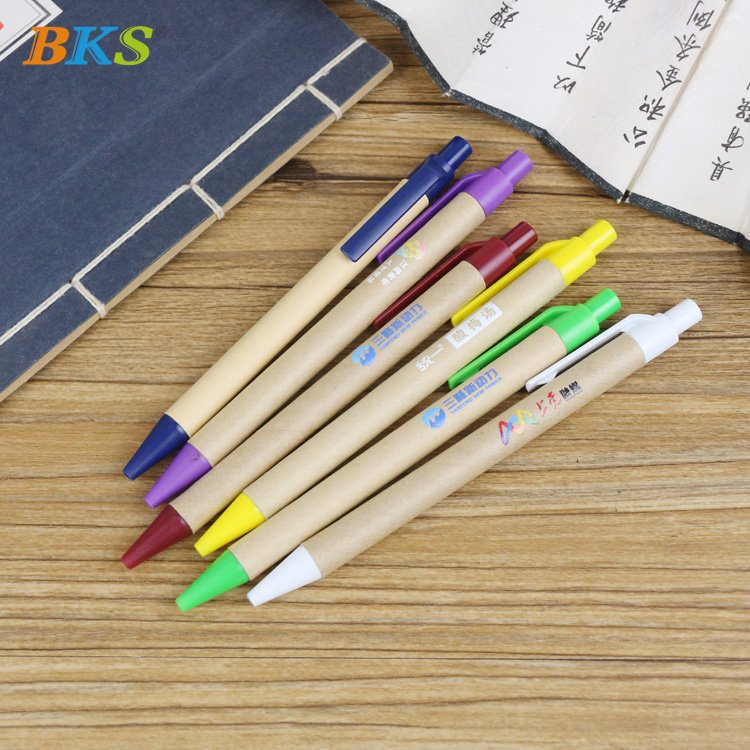 Recyclable Eco-friendly 1.0mm Kraft Paper Ballpoint Pen Custom Logo Promotional Pen with Custom Logo for Gifts