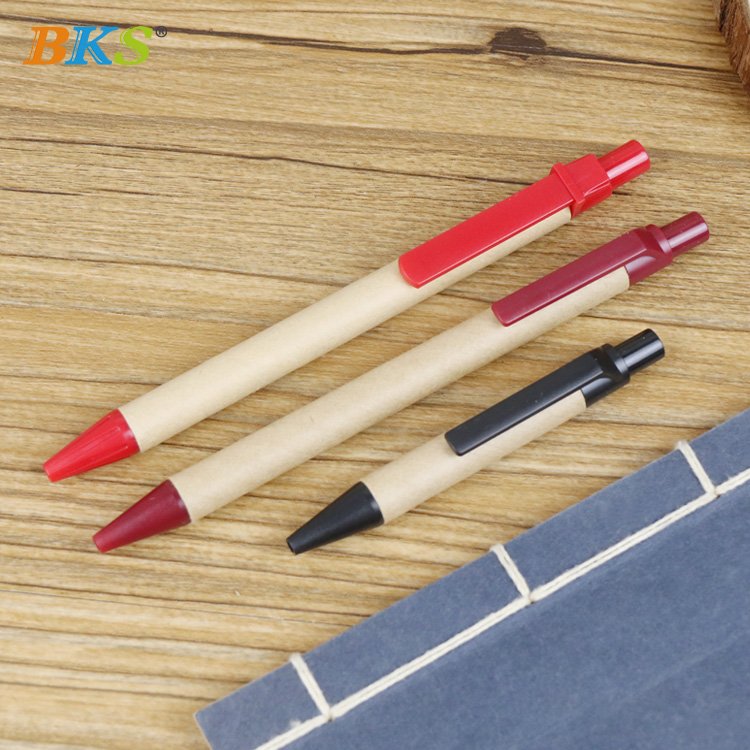 Recyclable Eco-friendly 1.0mm Kraft Paper Ballpoint Pen Custom Logo Promotional Pen with Custom Logo for Gifts