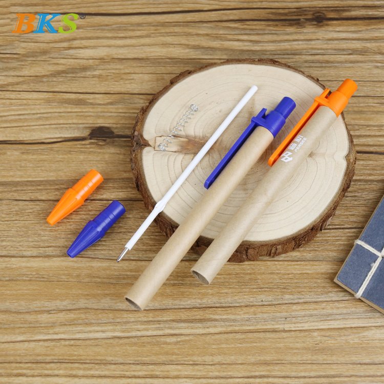 Recyclable Eco-friendly 1.0mm Kraft Paper Ballpoint Pen Custom Logo Promotional Pen with Custom Logo for Gifts