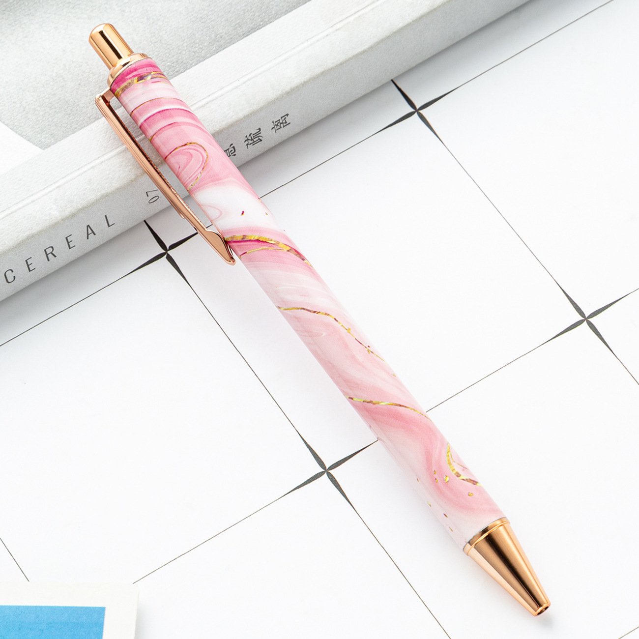 Promotional Marbling Pattern Metal Ballpoint Pen Glitter Black Ink Pen Accept Custom Logo