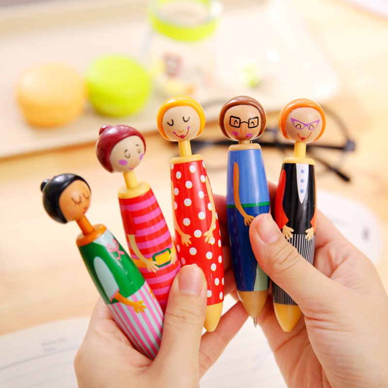 Factory Outlet Cartoon Wooden Dolls Advertising Creative Ballpoint Pens For Japanese Stationery wooden ballpoint pen