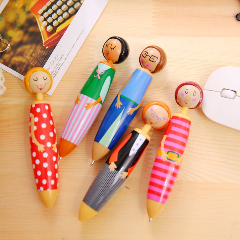 Factory Outlet Cartoon Wooden Dolls Advertising Creative Ballpoint Pens For Japanese Stationery wooden ballpoint pen