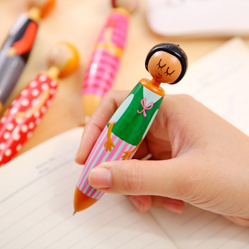 Factory Outlet Cartoon Wooden Dolls Advertising Creative Ballpoint Pens For Japanese Stationery wooden ballpoint pen