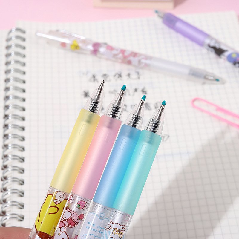 DHF154 Creative Sanrioed Cartoon Cute Metal Hook Press Pen Student High Value Gel Pen Personality Office Gift Pen Wholesale