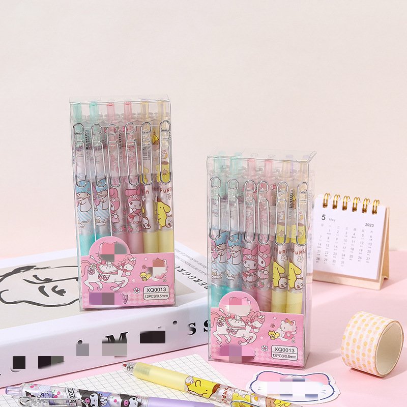 DHF154 Creative Sanrioed Cartoon Cute Metal Hook Press Pen Student High Value Gel Pen Personality Office Gift Pen Wholesale