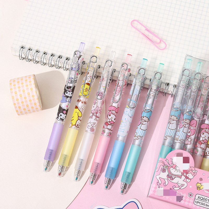 DHF154 Creative Sanrioed Cartoon Cute Metal Hook Press Pen Student High Value Gel Pen Personality Office Gift Pen Wholesale