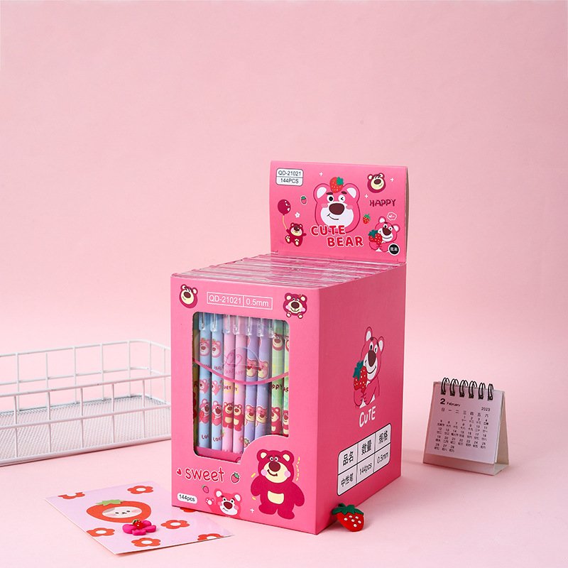 Cute panda click six-color ballpoint pen cute cartoon panda flower multi-color handbook pen