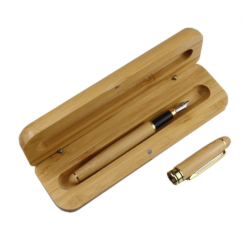 Personalized Promotional Eco Friendly Bamboo Wooden Ballpoint Pen Box Set Wooden Pen Case Set