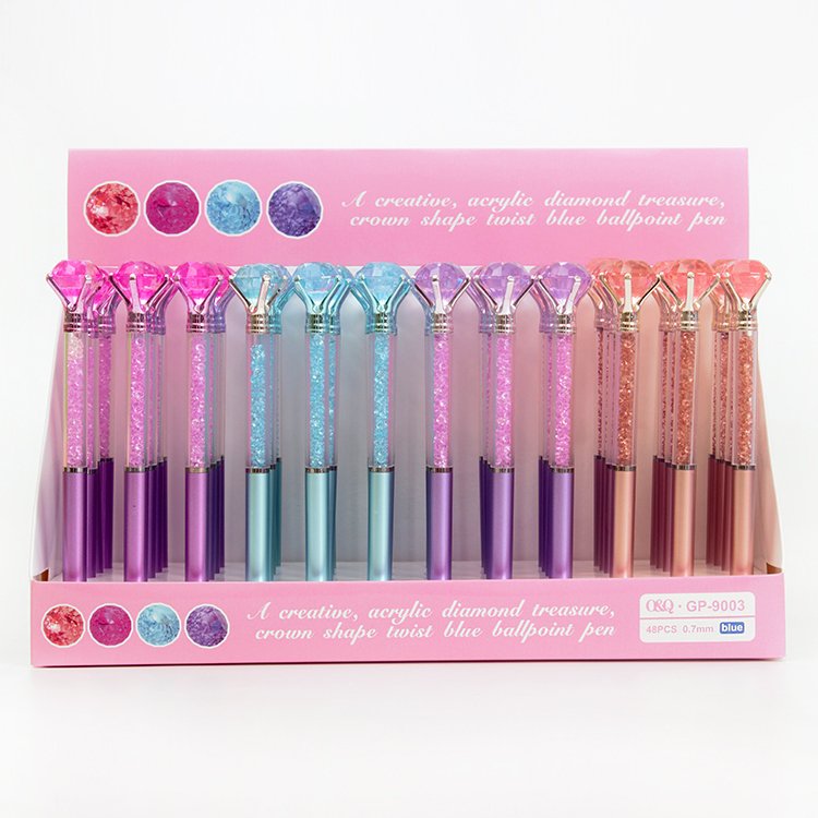 Manufacture Promotional crystal ballpoint pens Wholesale and Hot selling gift 0.7mm diamond ballpoint pens for school office