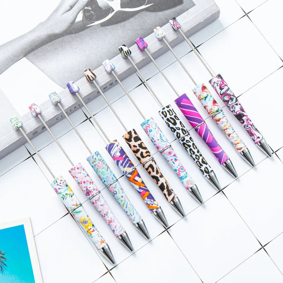 Hot Selling Ballpoint Pen pens with custom lBeaded Gift DIY Plastic Beaded Pen