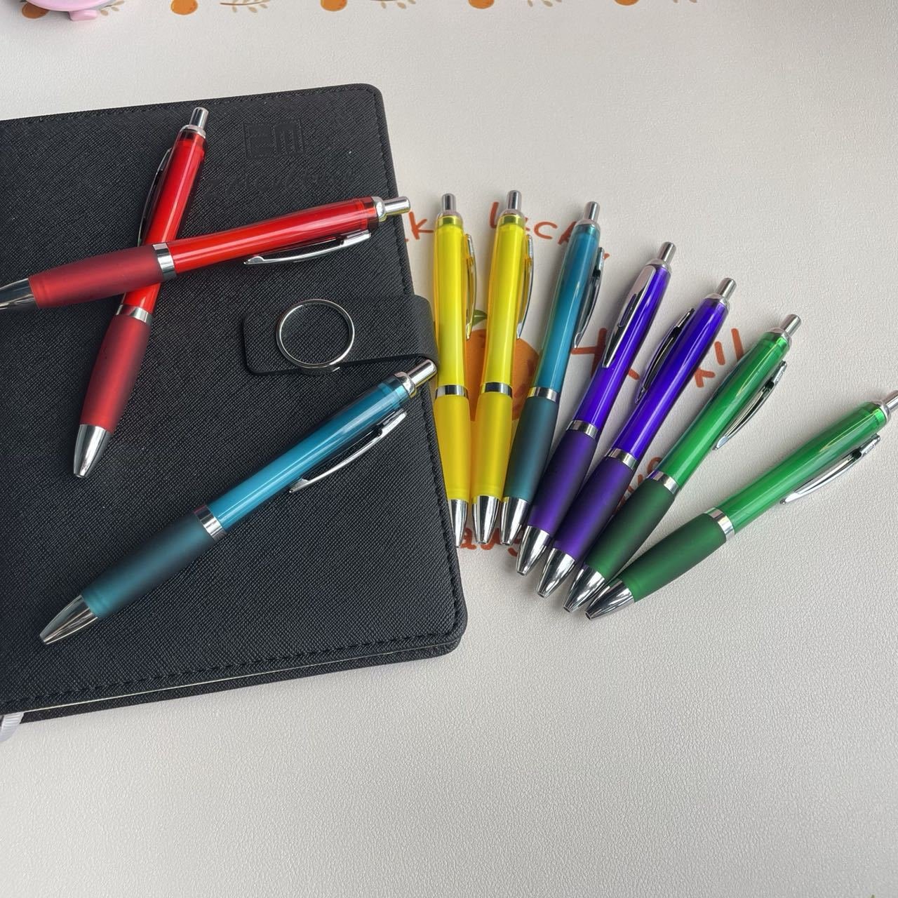 Custom Logo Multi-Functional Business Novelty Banner Pens Yellow Orange Student Gift School Supplies Plastic Promotional 0.5mm