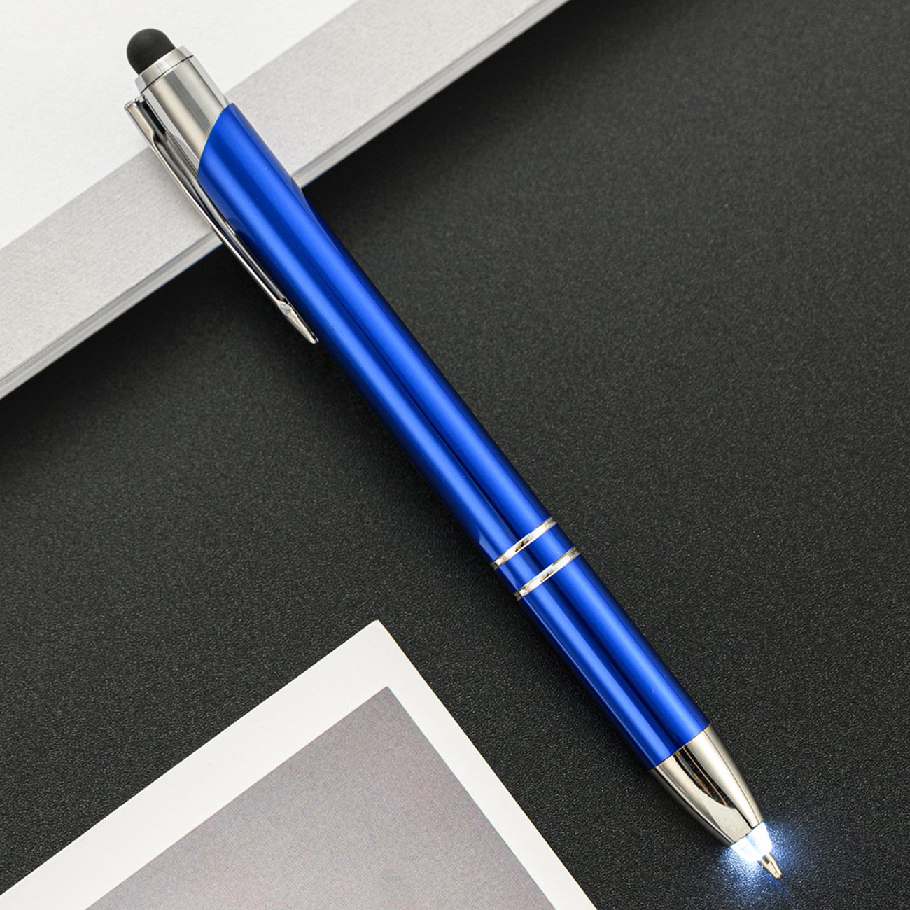 3-in-1 Multi-Function Metal Ballpoint Pen with LED Lighting Press for Read and Write in the Dark Light-Up Pen Tip