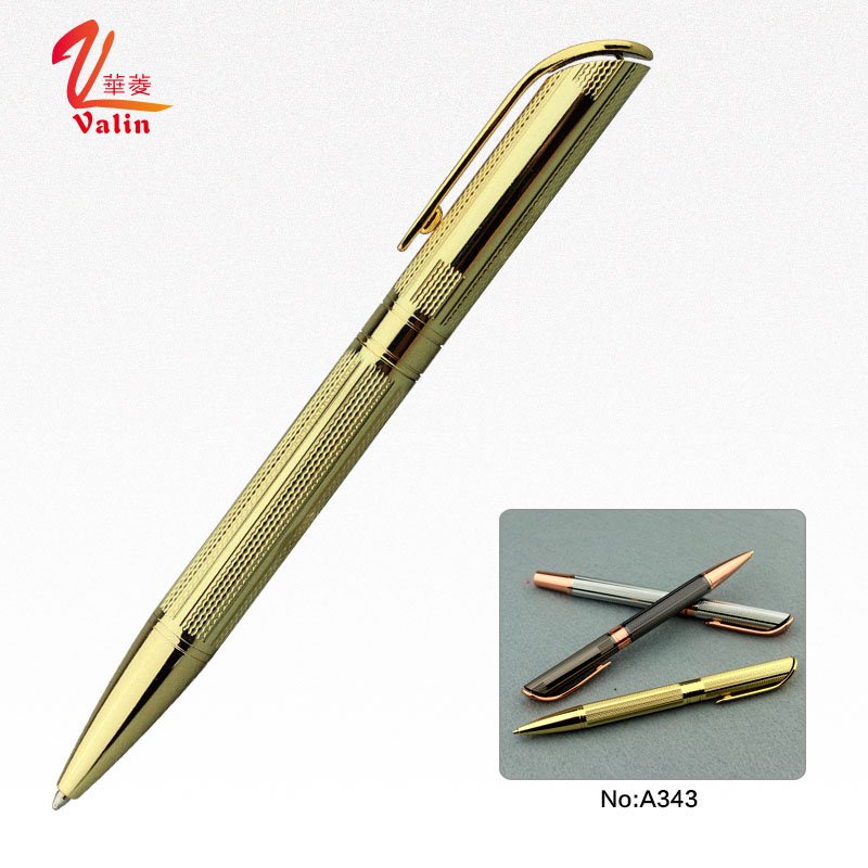 Custom logo gold corporate gift ballpoint pens set with high quality black pen gift box