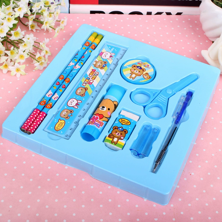 X1028-2 Wholesale 10pcs Stationery Set School Supplies Kawaii Stationary Items Includes Ballpoint Pens Pencil Scissors For Kids