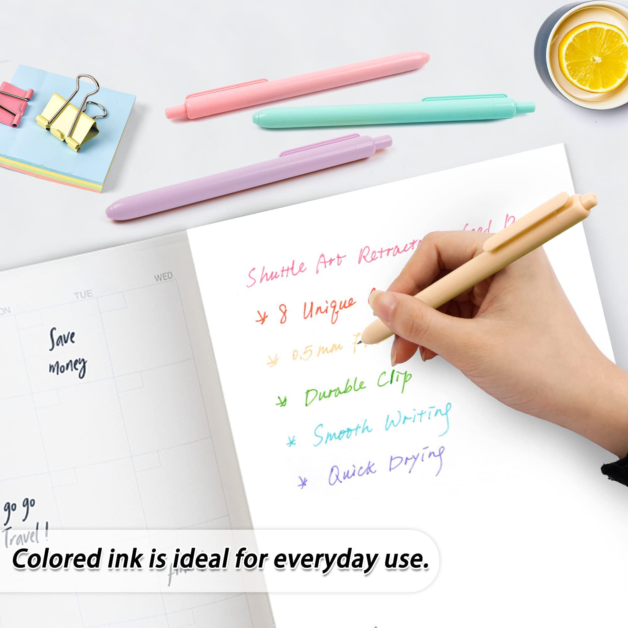 Comfortable Ballpoint write Pens, Pastel Retractable Pretty Journaling Pens, Black Ink 1.0 mm Gift Pens Office Supplies