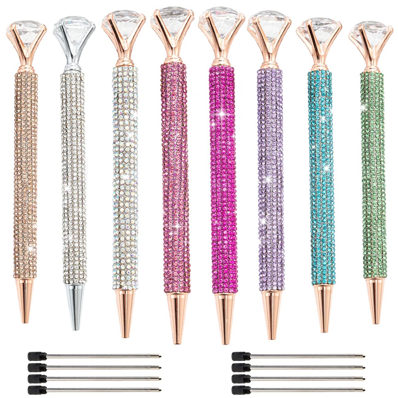Retractable Diamond Metal Crystal Ballpoint Pens Rhinestone Writing Bling Pens For Office Wedding
