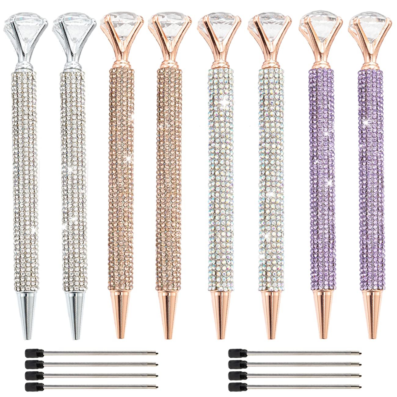 Retractable Diamond Metal Crystal Ballpoint Pens Rhinestone Writing Bling Pens For Office Wedding