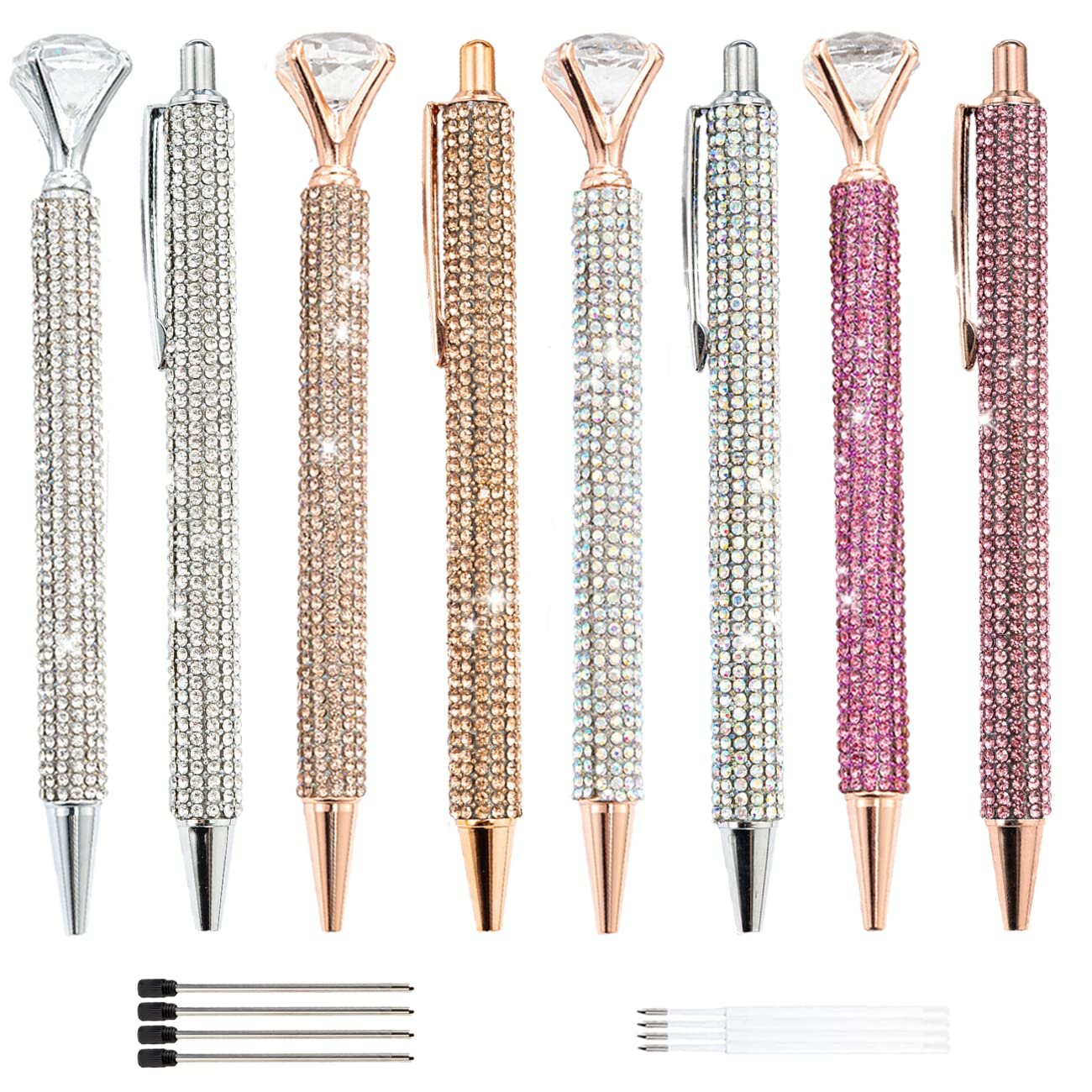 Retractable Diamond Metal Crystal Ballpoint Pens Rhinestone Writing Bling Pens For Office Wedding