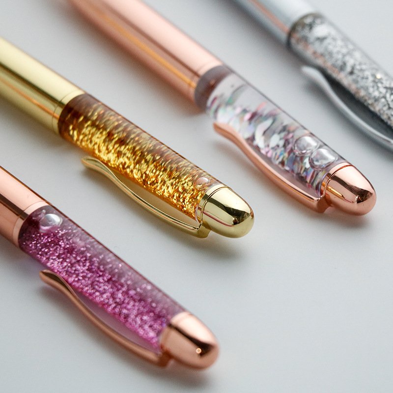 Pearl glitter Quicksand metal ballpoint pen 1.0mm crystal writing pen Fashion simple ballpoint pen