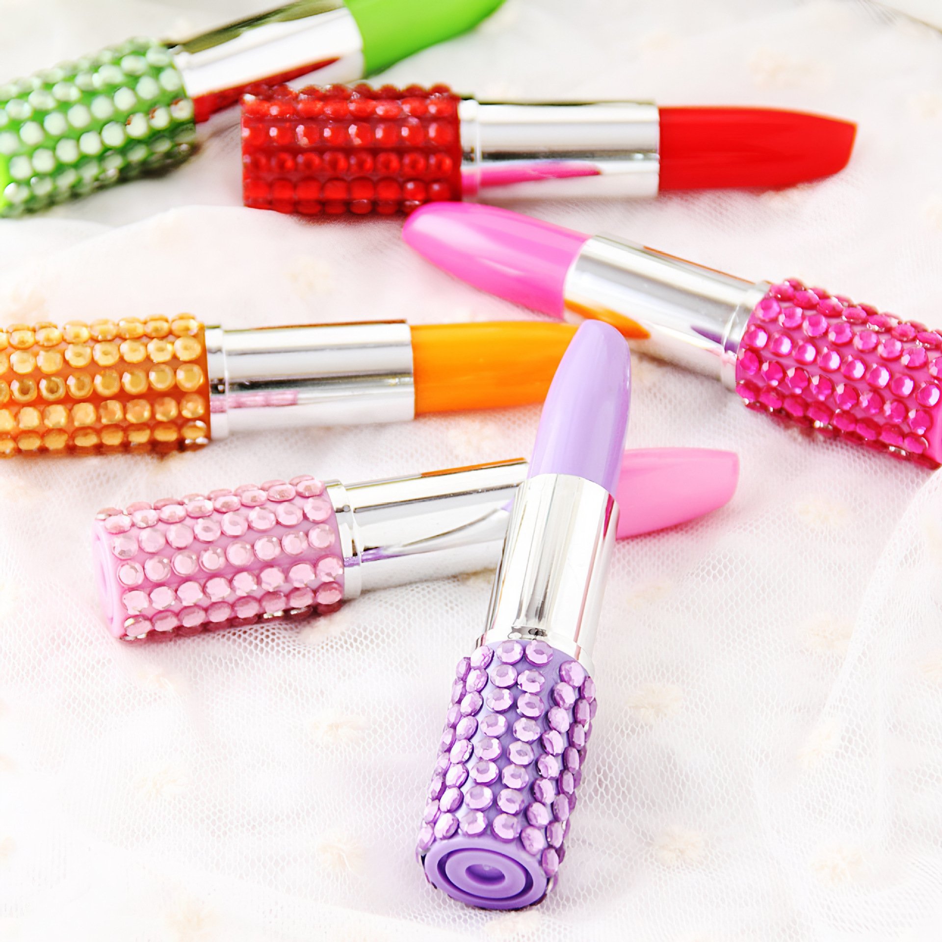 Mega Novelty Design Mini Plastic Ballpoint Pen Custom Logo Lipstick Shape pen for Students and Kids