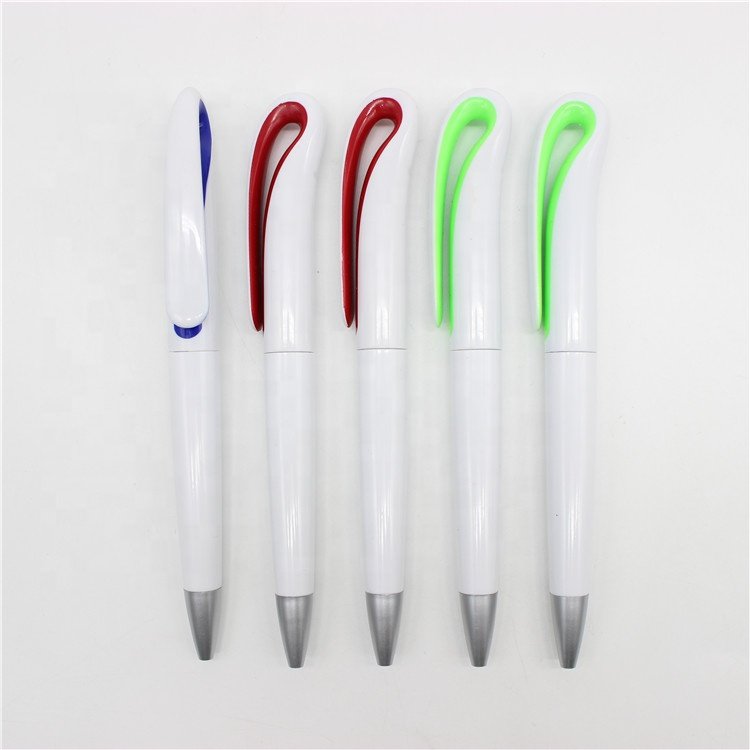 good quality promotional clip swan flamingo pen plastic hook super extra larger white body ball point pen with logo