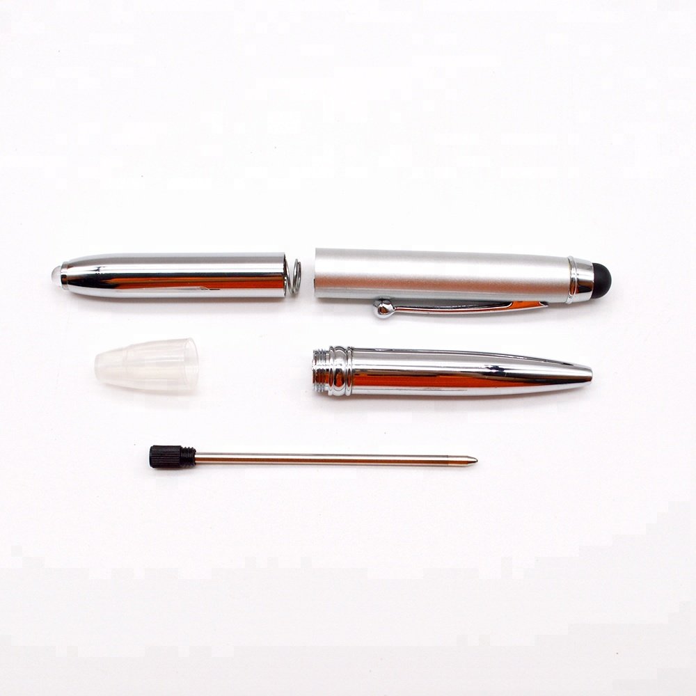 wholesale Led Promotional Ballpoint Pen Metal Flashlight Active Stylus Pen