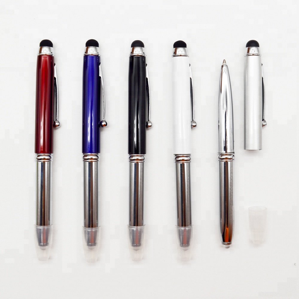 wholesale Led Promotional Ballpoint Pen Metal Flashlight Active Stylus Pen