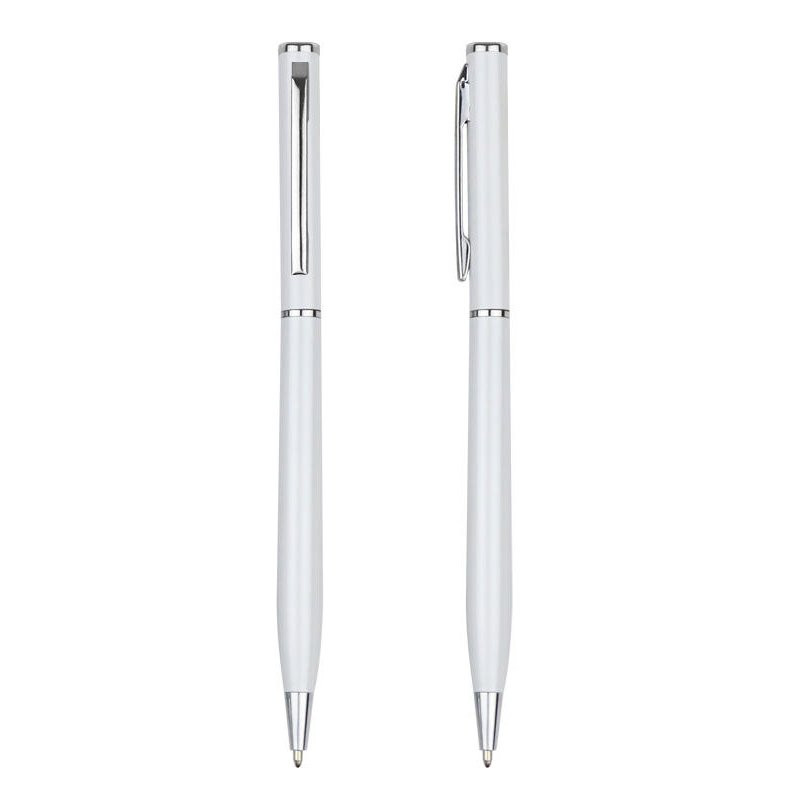 Classic Custom Logo Black White Slim Metal Pen Twist Ballpoint Pen With Personalized Laser Engraved Logo