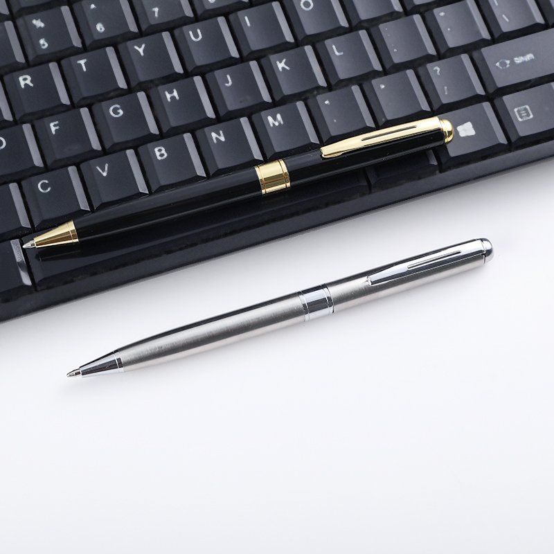 Luxury Custom Logo Metal Ballpoint Pen Silver Stainless Steel Pen with logo
