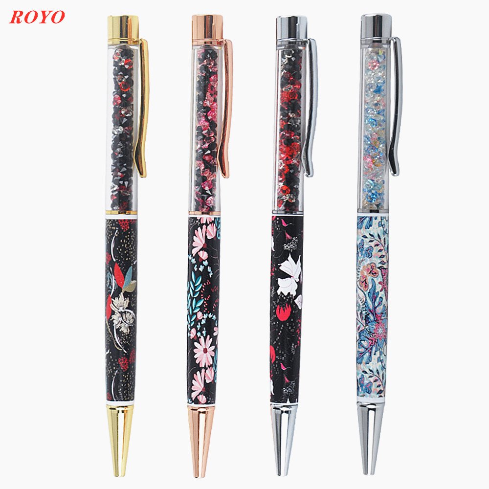 High Quality Promotional Gift Metal Crystal Bling Ball Pen With Engraved Diamond Ball Custom Logo Metal Crystallized Pens