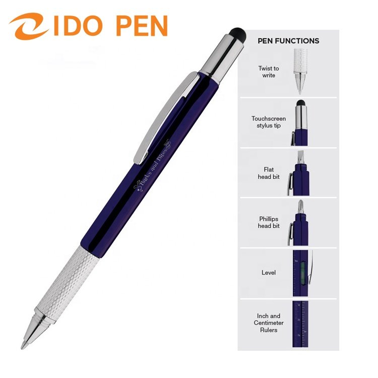 OEM Promotional Multifunctional Screwdriver Ballpoint Pen Horizontal Capacitor Touch Screen Metal Scale Gift Tool Pen