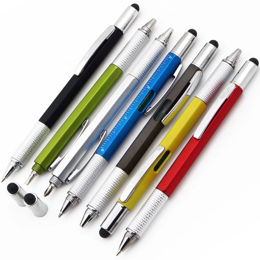 OEM Promotional Multifunctional Screwdriver Ballpoint Pen Horizontal Capacitor Touch Screen Metal Scale Gift Tool Pen