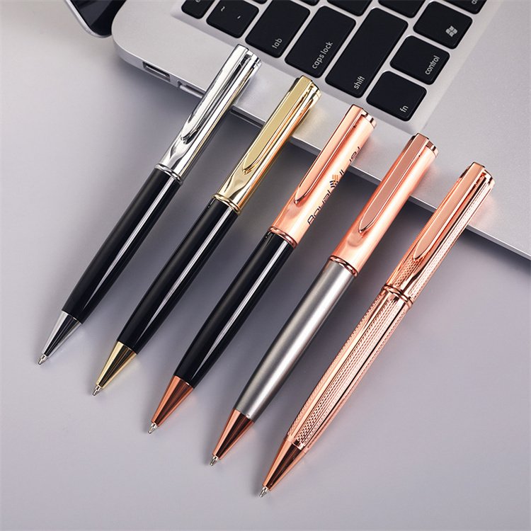 Luxury Black Silver Ball Point Pen High Quality Office Metal Fountain Pen with Custom Engraving for Gifts and Promotions