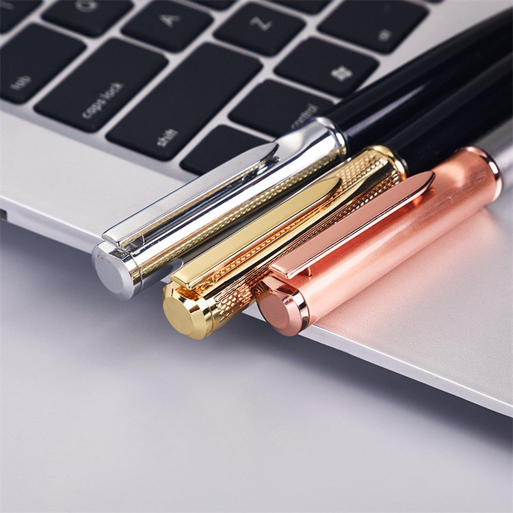 Luxury Black Silver Ball Point Pen High Quality Office Metal Fountain Pen with Custom Engraving for Gifts and Promotions