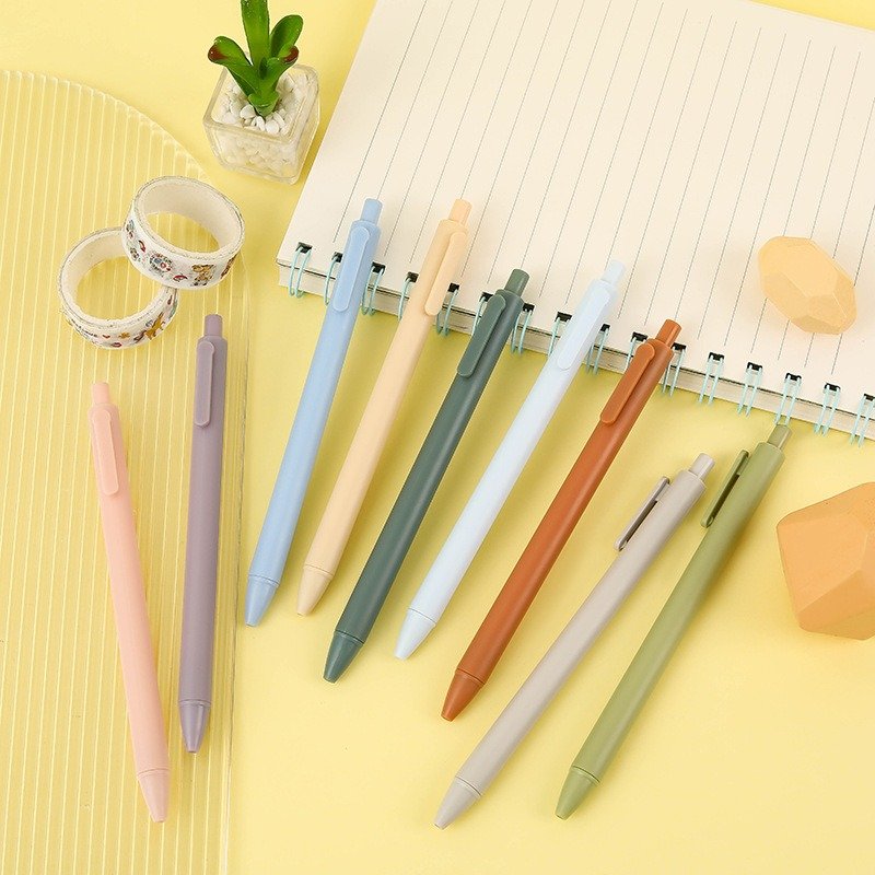 Retractable Ballpoint Pen With Logo Multicolor Macaron Promotion Plastic Morandi Gel Ink Pen Custom Logo For Gift
